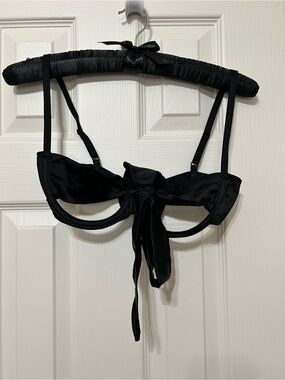 Coco de Mer Satin Bow Tie-Front Aveta Bralette in Black 36C NEW discontinued
